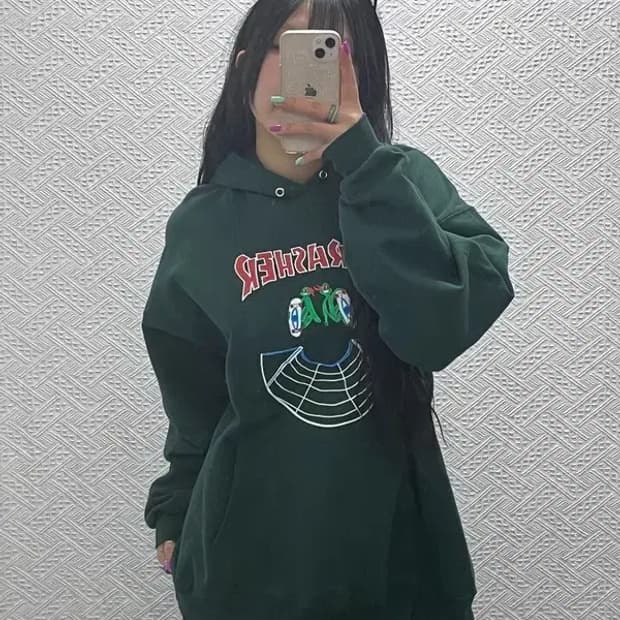 트레셔 키치 닌자거북이 더블즈 딥그린 후드티 L C07158