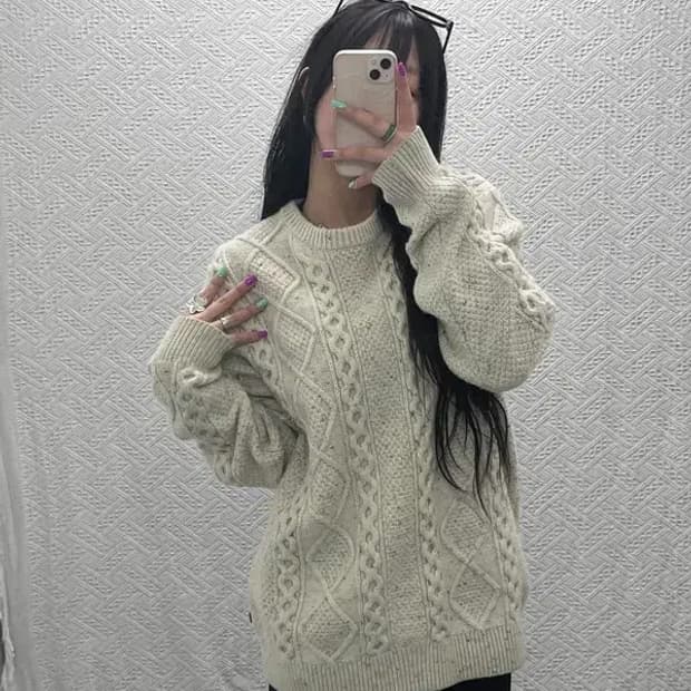 리바이스 폭닥 케이블 꽈배기 울 니트 L C07185