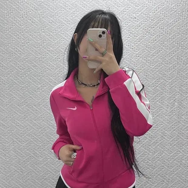 나이키 대장급 Y2K 키치 핫핑크 져지 집업 M C07262