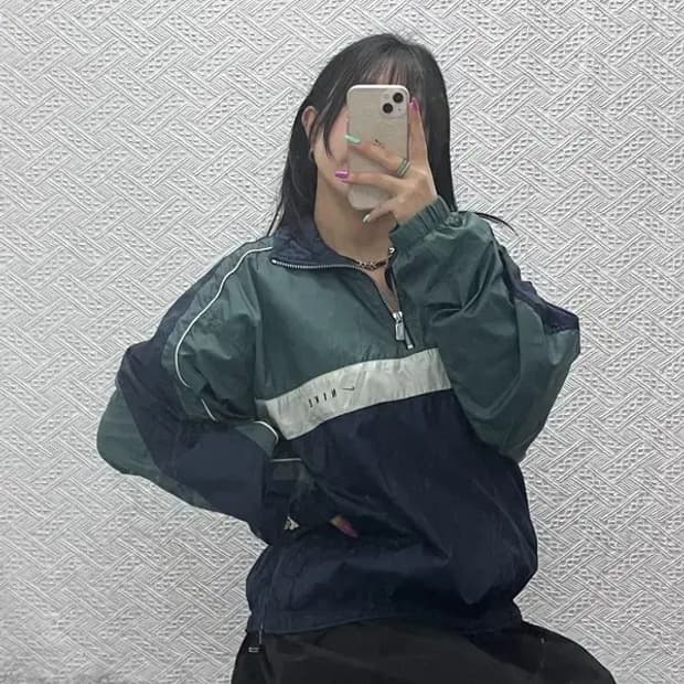 나이키 레트로 90's 배색 바람막이 반집업 아노락 L C07245