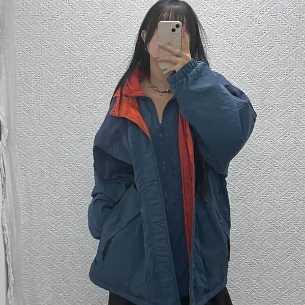 나이키 희귀 90's 레트로 더블여밈 바람막이 패딩 자켓 L C07298