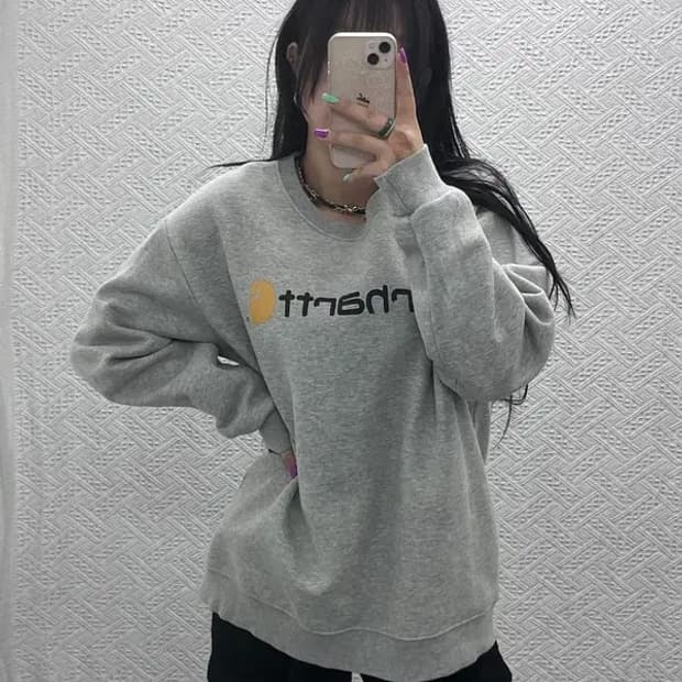 칼하트 폭닥 오버핏 빅로고 약기모 맨투맨 XL C07366