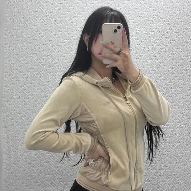 필라 레트로 폭닥 벨벳 후드 집업 M C07377