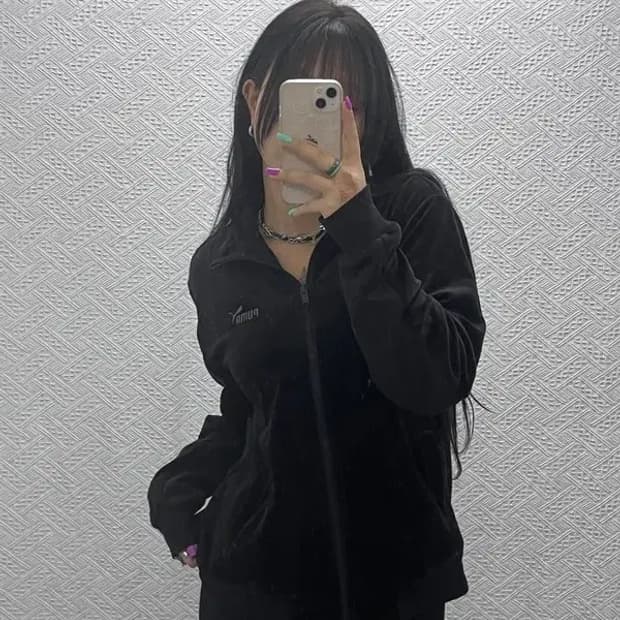 푸마 빈티지 웜셀 벨루어 벨벳 져지 집업 L C07389