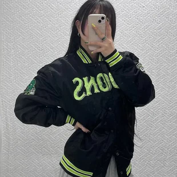 스타터 GOONS 희귀 키치 네온 스타디움 바시티자켓 M C07419