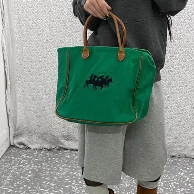 폴로 랄프로렌 키치 빈티지 그린 토트백 C07436