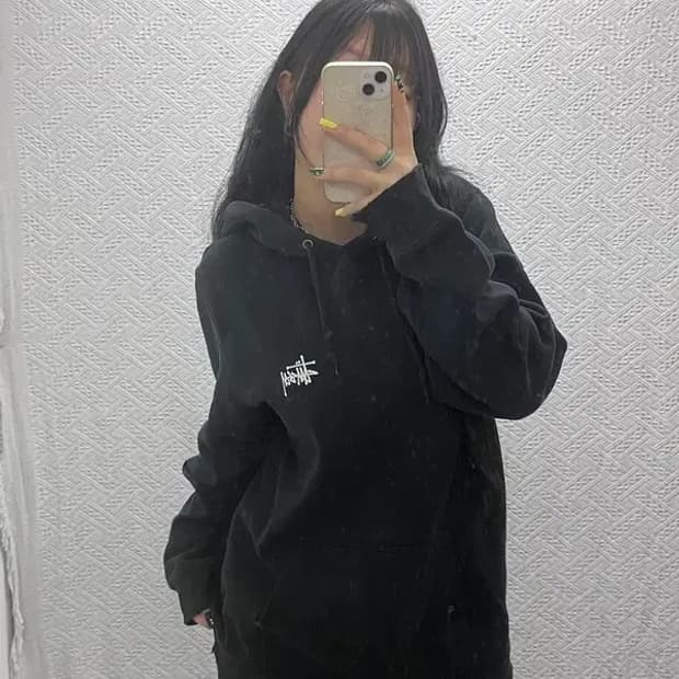 스투시 베이직 모던 빈티지 백로고 약기모 후드티 L C07438