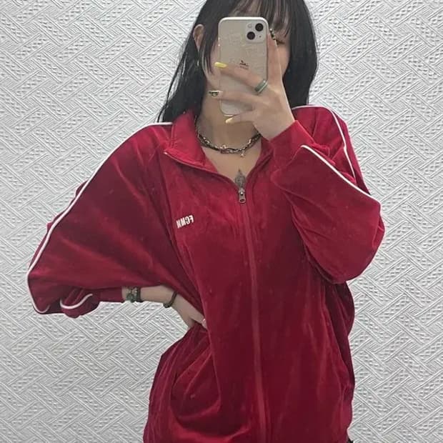 FCMM 레트로 90's 슬리브라인 오버핏 벨벳 집업 M C07465