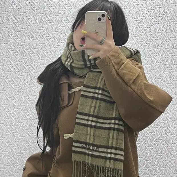 발망 빈티지 모던 캐주얼 울 체크 목도리 C07474