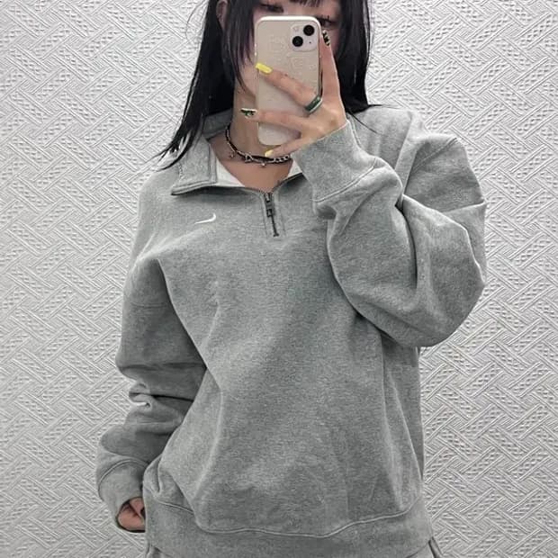 나이키 빈티지 캐주얼 반집업 기모 맨투맨 스웻셔츠 L C07482