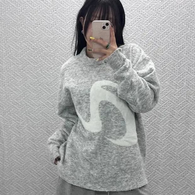 널디 엔디와이 핀휠 멜란지그레이 니트 S C07493