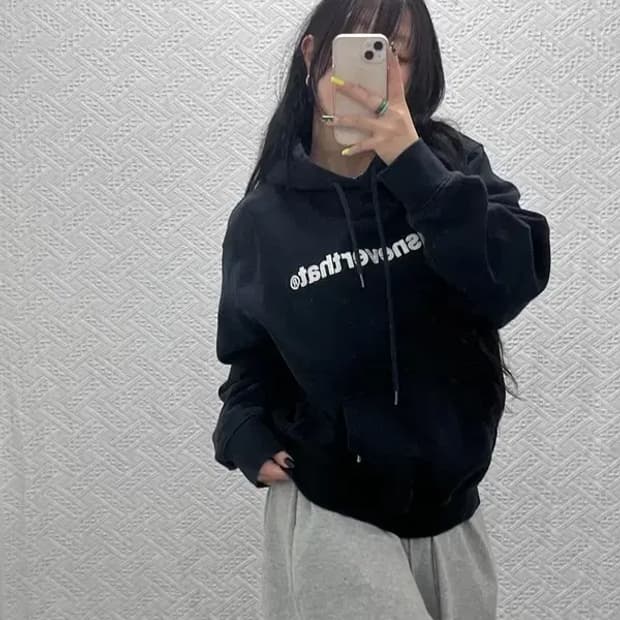 디스이즈네버댓 올드스쿨 캐주얼 빈티지 스펠로고 후드티 L C07495