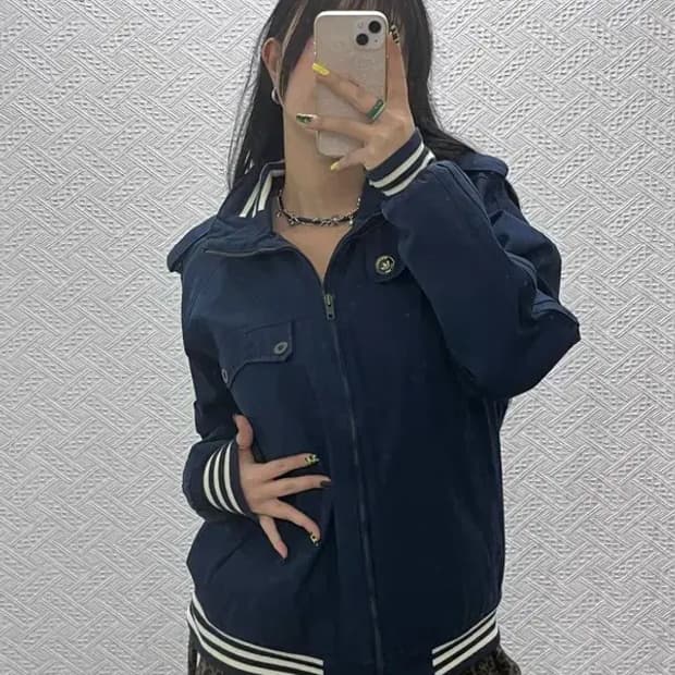 아디다스 흑탭 올드스쿨 프레피 블루종 자켓 105 C04944