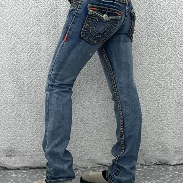 트루릴리젼 조이슈퍼티 Y2K 로우라이즈 데님 청바지 27인치 C06115