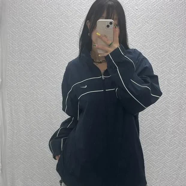 나이키 올드스쿨 레트로 파이핑 라인 바람막이 자켓 L C07524