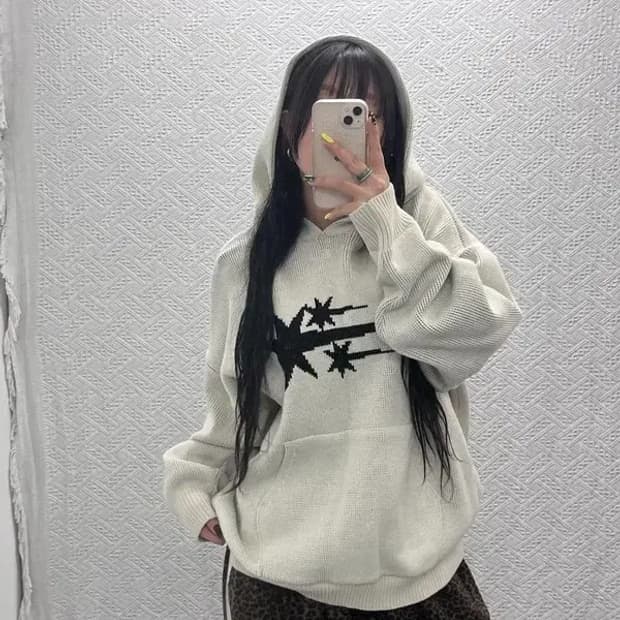 나이스 고스트 클럽 키치 샤이닝 니트 후드티 S C07560