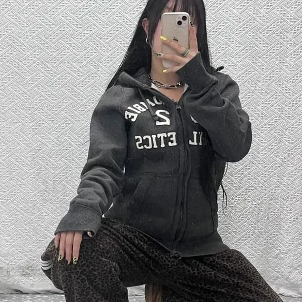 아베크롬비 Y2K 스펠로고 기모 후드 집업 L C07565