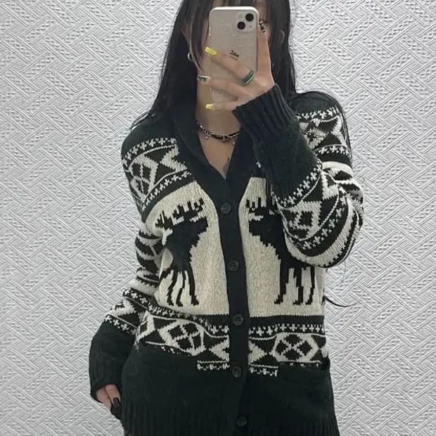 아베크롬비 희귀 노르딕 코위찬 홀리데이 딥그린 가디건 S C07591