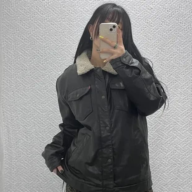 리바이스 빈티지 쉐르파 라이딩 레더 트러커 자켓 110 C07574