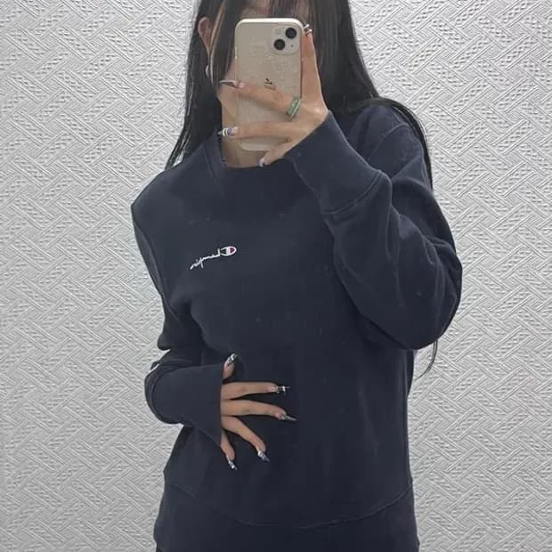 챔피온 리버스위브 자수로고 오버핏 약기모 맨투맨 M C07627