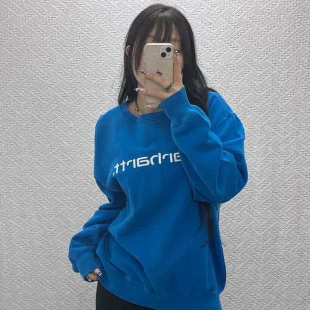 칼하트 빈티지 코발트블루 스펠로고 맨투맨 L C07644