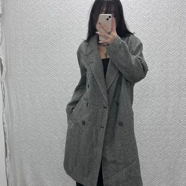 앤더슨벨 모던시크 울 캐시미어 헤링본 코트 S C07649