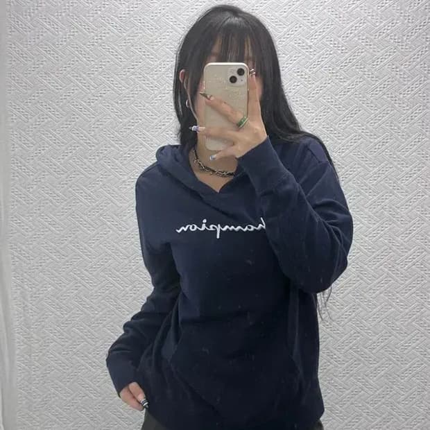 챔피언 올드스쿨 빈티지 캐주얼 빅로고 후드티 M C07703