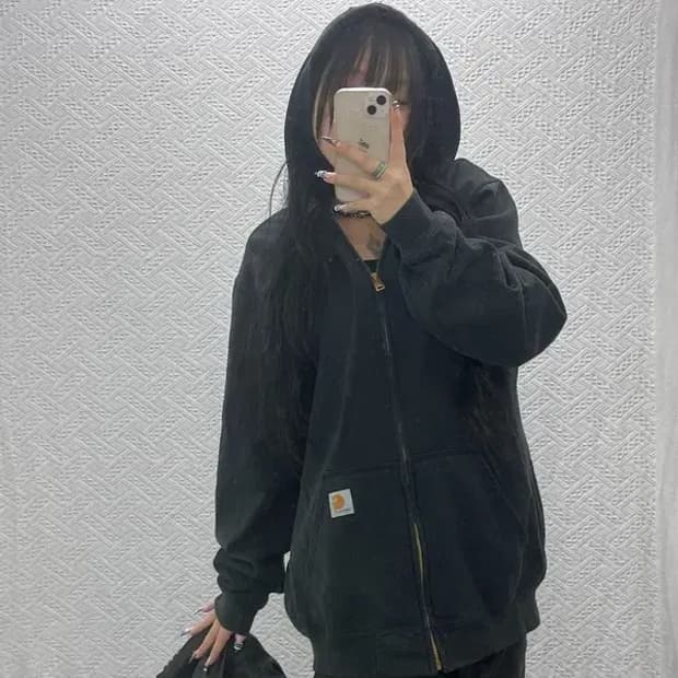 칼하트 써멀 빈티지 오버핏 약기모 후드집업 L C07698