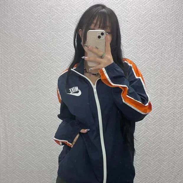 나이키 빈티지 레트로 오렌지배색 바람막이 자켓 S C07705