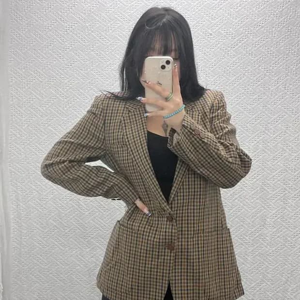 지방시 정장 울 체크 블레이저 자켓 90 C06307