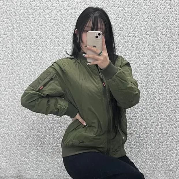 푸마 스트릿 빈티지 올리브카키 항공점퍼 봄버자켓 L C07735