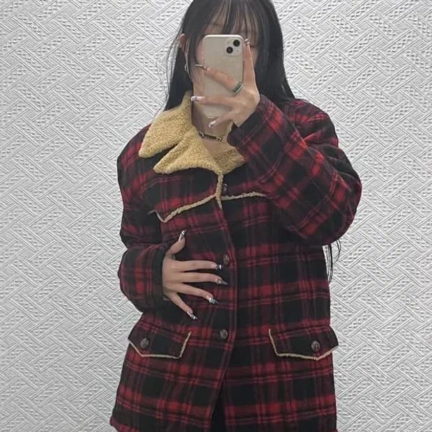 리바이스 빈티지 양털카라 홀리데이 타탄체크 자켓 L C07736