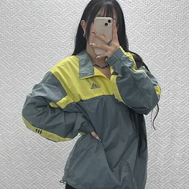 아디다스 올드스쿨 테크웨어 배색 바람막이 아노락 M C07744