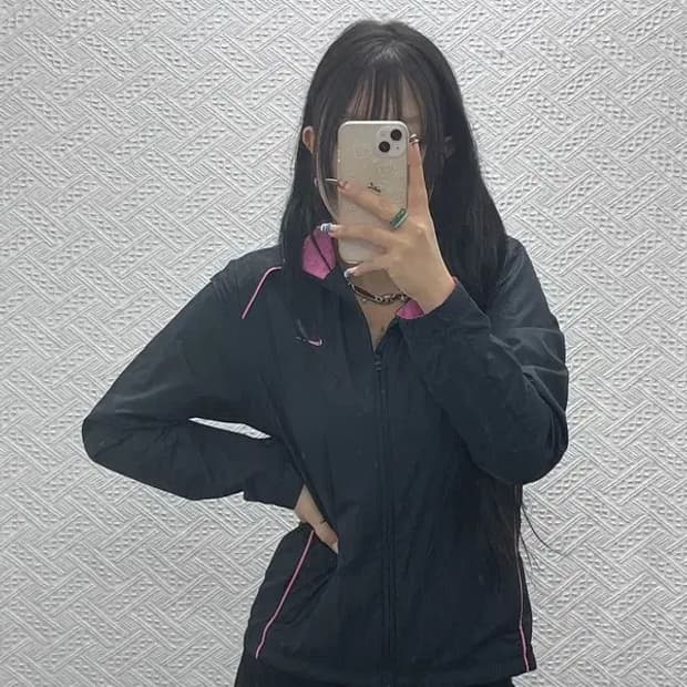 나이키 빈티지 핫핑크카라 러닝 바람막이 집업 M C07745
