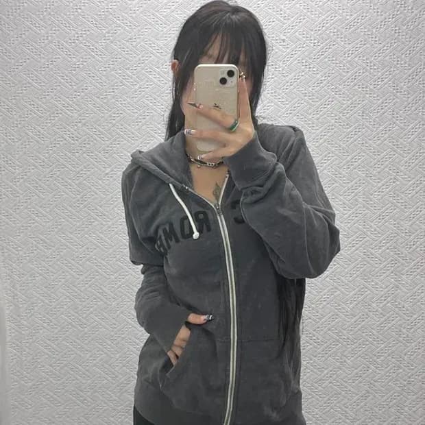 아베크롬비 올드스쿨 약오버핏 아치로고 후드집업 M C07770