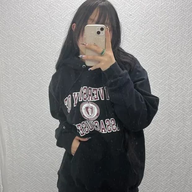 챔피온 어센틱 올드스쿨 프린팅 오버핏 약기모 후드티 L C07781