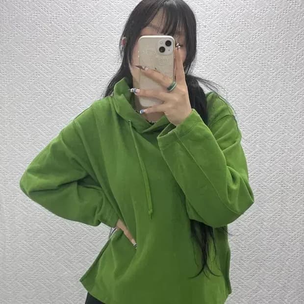 유니클로 U 르메르 오버핏 트임 카키그린 후드티 S C07786