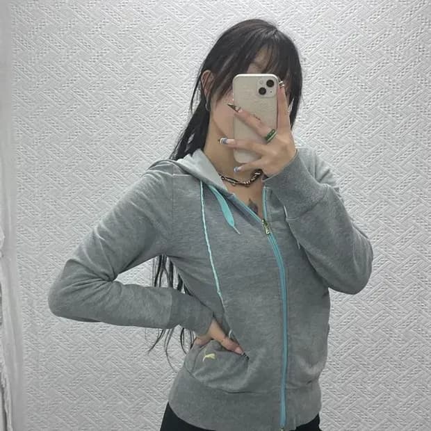 푸마 Y2K 민트배색 드레이프 포켓 후드 집업 S C07768