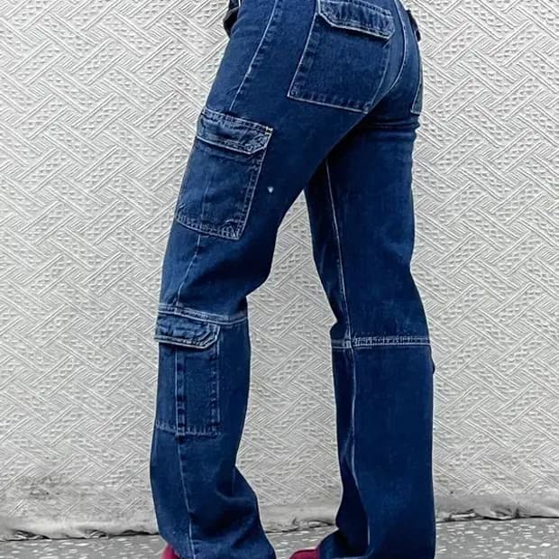 자라 빈티지 미드라이즈 벨티드 데님 카고팬츠 26인치 C07834