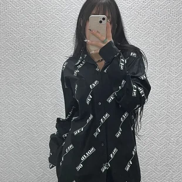 솔리드옴므 빈티지 스트릿 힙합 레터링 패턴 셔츠 52 C07815