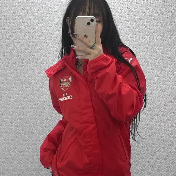 푸마 올드스쿨 아스날 오버핏 축구 바람막이 자켓 M C07824