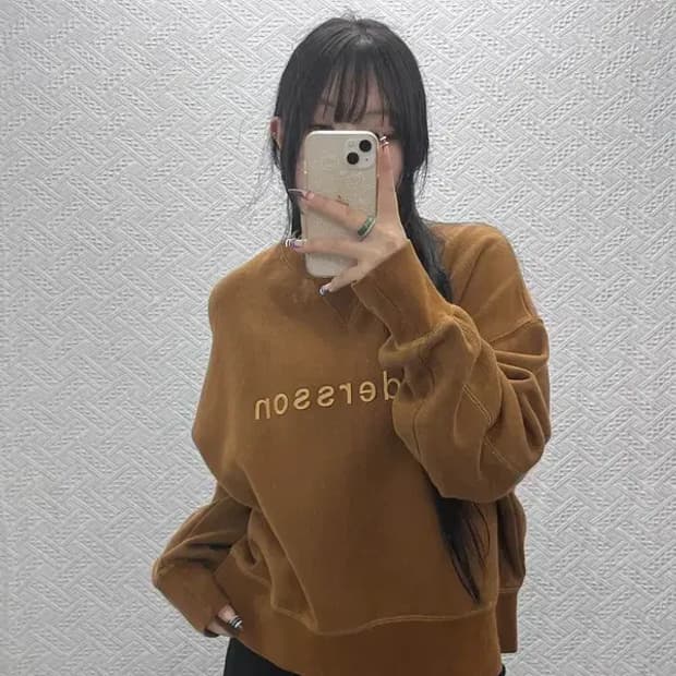 앤더슨벨 모던 캐주얼 폭닥브라운 빅로고 기모 맨투맨 L C07842