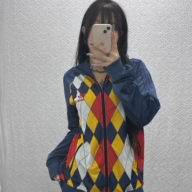 아디다스 희귀 키치 다이아몬드 아가일 져지 집업 105 C07864