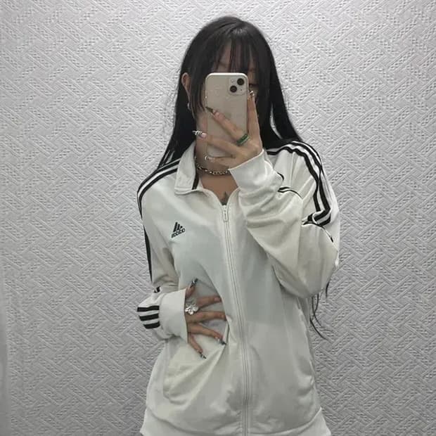 아디다스 삼선로고 화이트 트랙탑 져지 집업 100 C06221