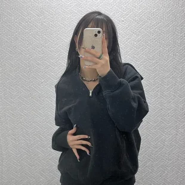 포터리 모던 캐주얼 빈티지 반집업 후드티 110 C07892