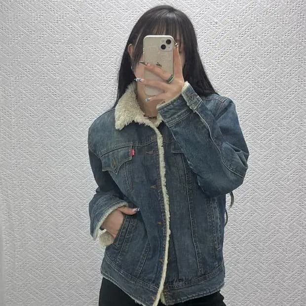 리바이스 빈티지 캐주얼 데님 쉐르파 양털 자켓 95 C07898