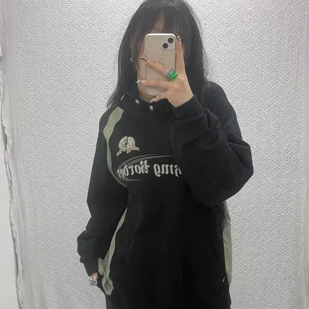 꼼파뇨 올드스쿨 크래킹 스냅 래글런 후드티 XL C07918