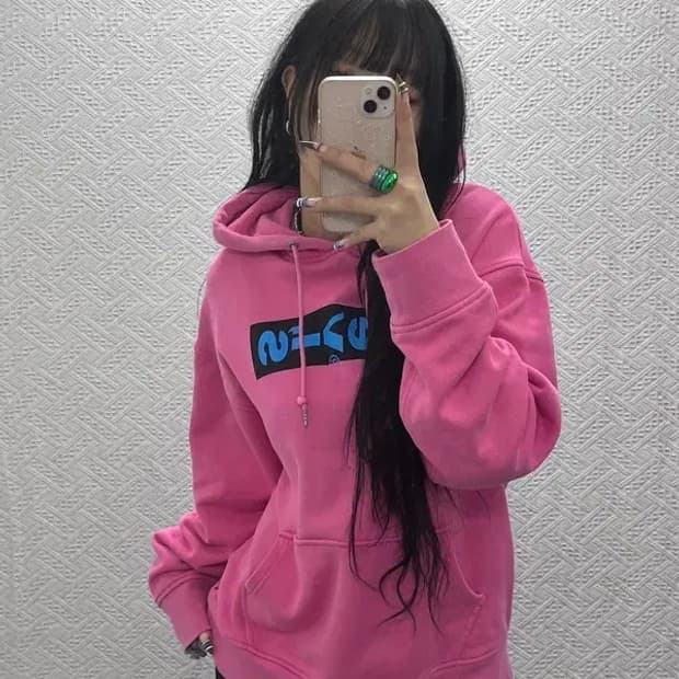 리바이스 올드스쿨 Y2K 00's 핫핑크 후드티 M C07944
