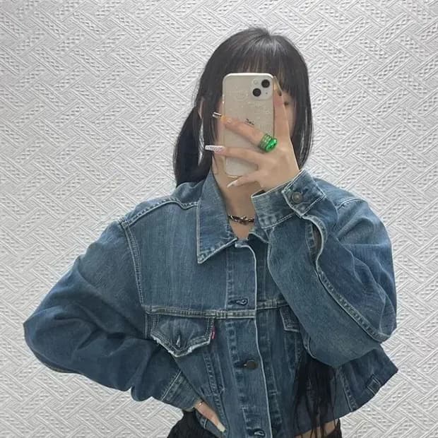 리바이스 70550 커스텀 유니크 크롭 데님 청자켓 M C08057