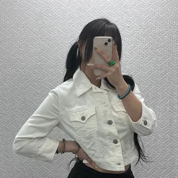 리바이스 레트로 빈티지 화이트 크롭 청자켓 95 C08059